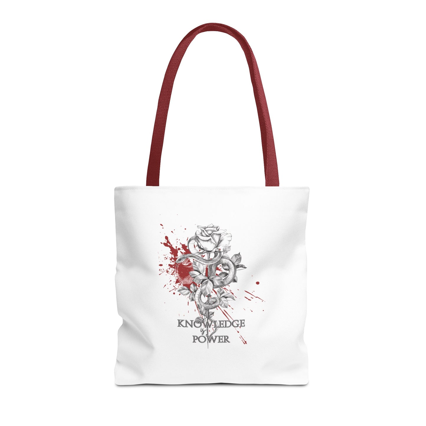 Knowledge is Power Tote Bag | Snake & Rose Design (White)