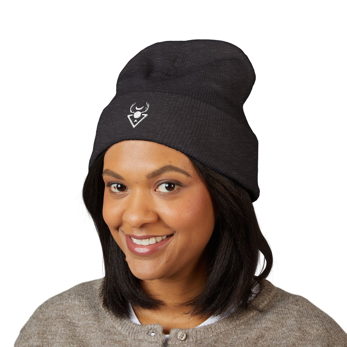 Sacred Balance Embroidered | Cuffed Beanie (White Emblem)