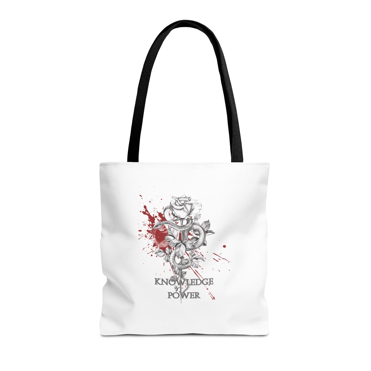 Knowledge is Power Tote Bag | Snake & Rose Design (White)