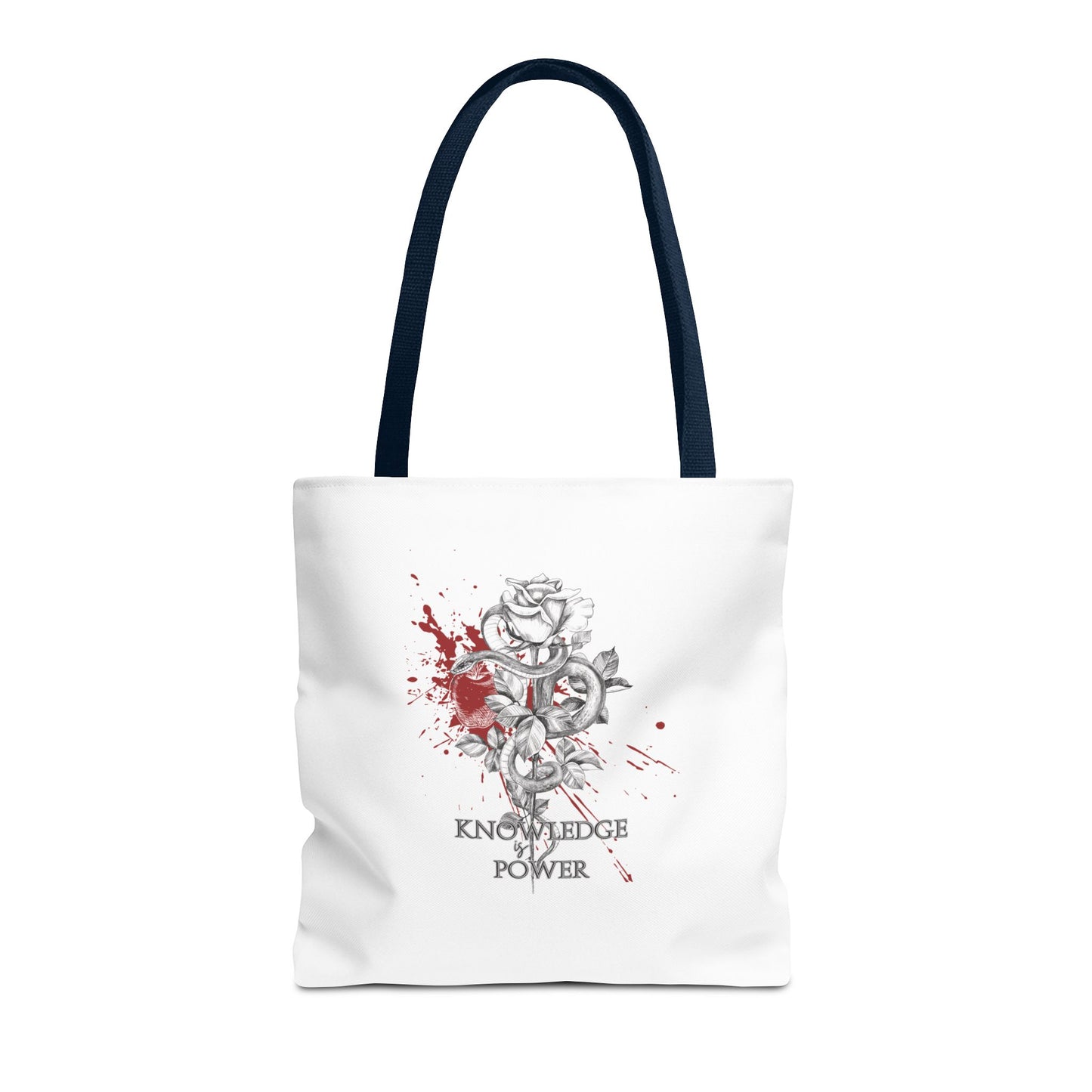 Knowledge is Power Tote Bag | Snake & Rose Design (White)