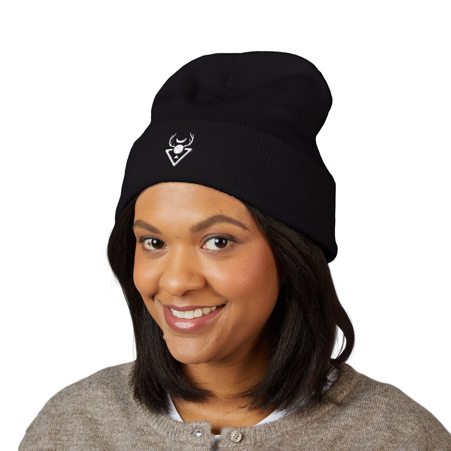Sacred Balance Embroidered | Cuffed Beanie (White Emblem)