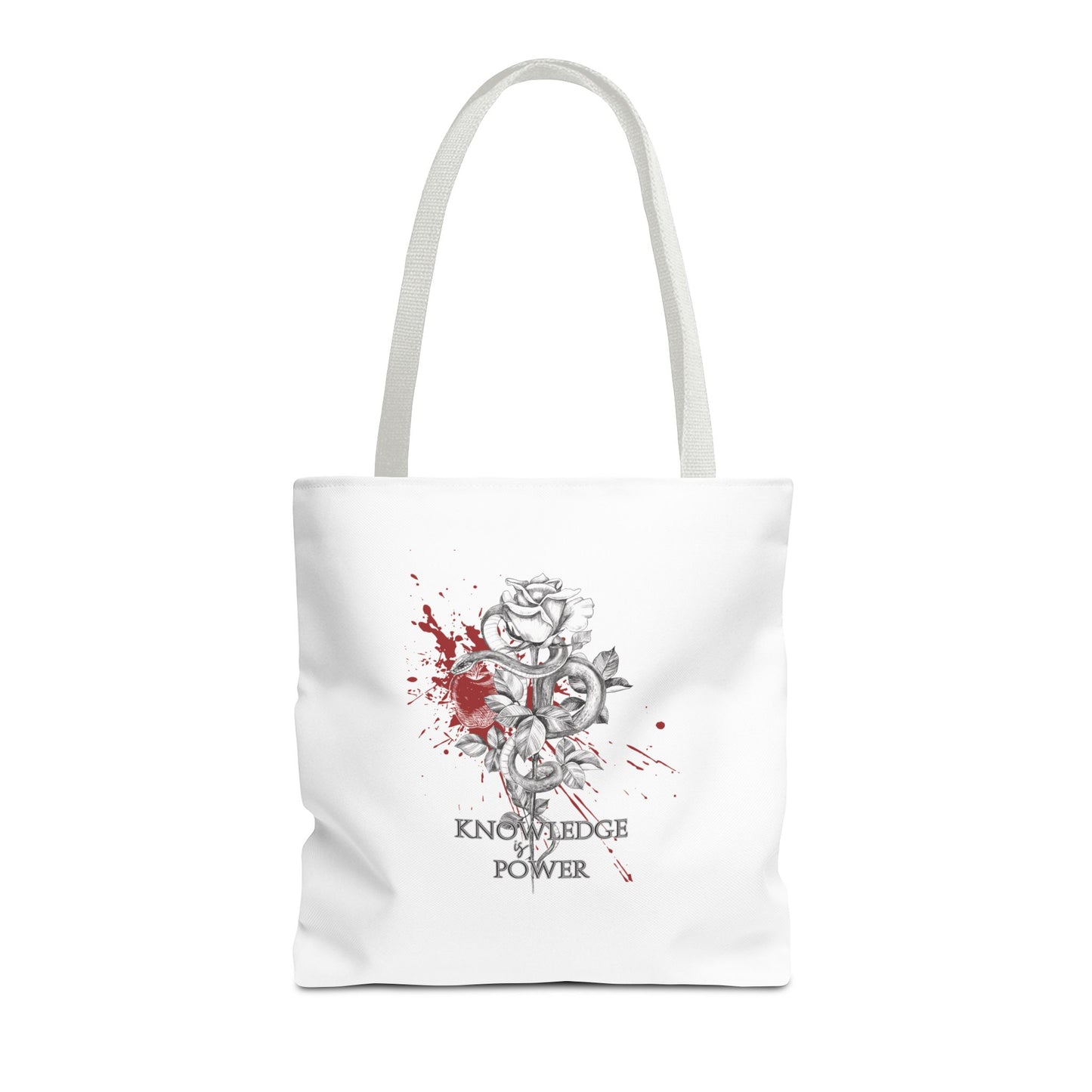 Knowledge is Power Tote Bag | Snake & Rose Design (White)