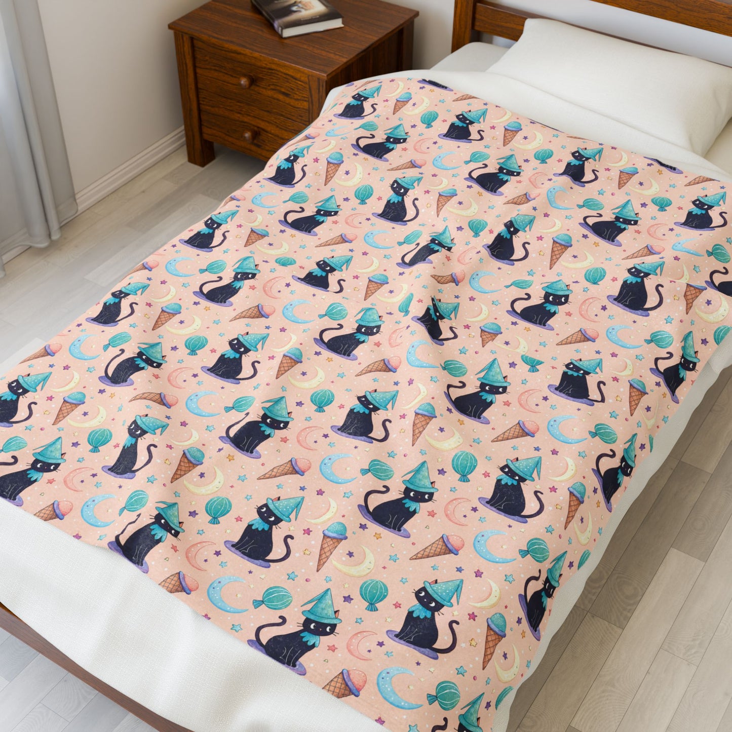 Moonlight Meow | Velveteen Plush Blanket