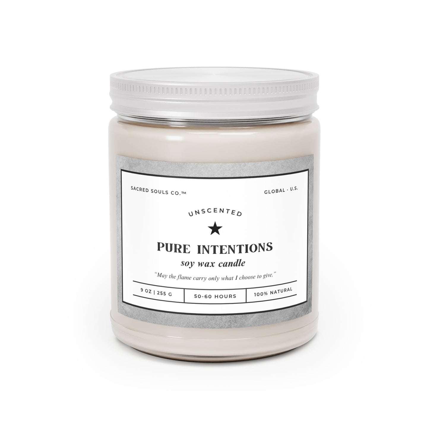 Pure Intentions Unscented Soy Candle