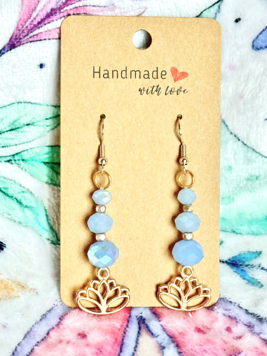 Blue and Gold Lotus Earrings